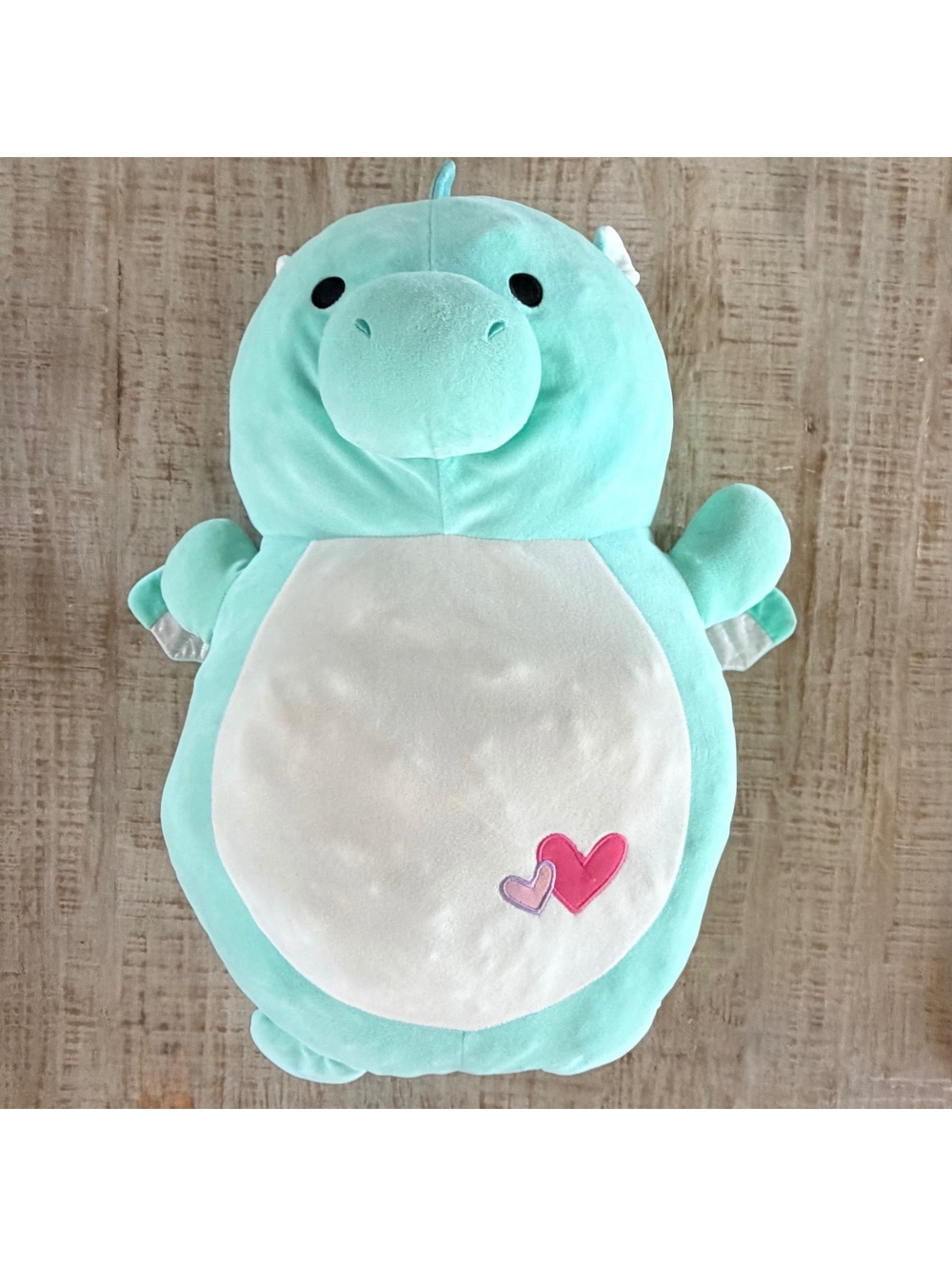 Squishmallows HugMees Dragon 26” Aqua Mint Hearts Large Plush Kellytoy